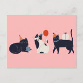 Roze retro kat chic briefkaart (Voorkant)