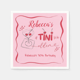 Roze Retro Kers Tini Beetje Ouder Papieren Servet
