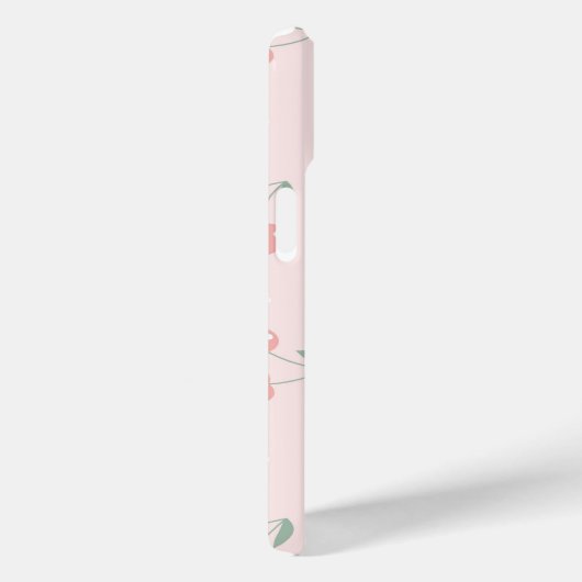 Roze Retro Kersen Aangepaste naam Monogram Case-Mate iPhone Case (Achterkant / Rechts)