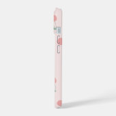 Roze Retro Kersen Aangepaste naam Monogram iPhone 15 Case (Linkerkant)