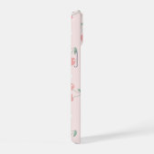 Roze Retro Kersen Aangepaste naam Monogram iPhone 15 Case (Rechterkant)