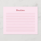 Roze Retro Kersen | Vrijgezellenfeest Recept Kaart (Achterkant)