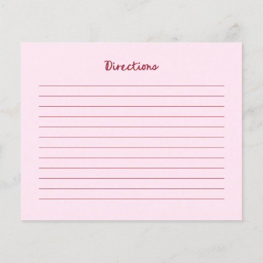 Roze Retro Kersen | Vrijgezellenfeest Recept Kaart (Achterkant)