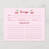 Roze Retro Kersen | Vrijgezellenfeest Recept Kaart (Voorkant)