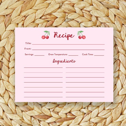 Roze Retro Kersen | Vrijgezellenfeest Recept Kaart