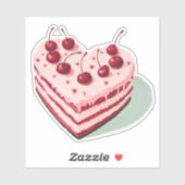 Roze Retro Kersentaart Harten Sticker (Vel)