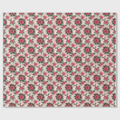 Roze Retro Kerst Bloemen Plaid Vrolijk Kerstfeest Cadeaupapier (Vlak)