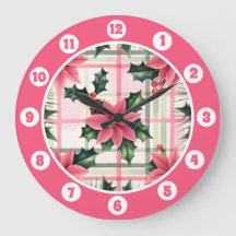 Roze Retro Kerst Bloemen Plaid Vrolijk Kerstfeest
