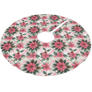 Roze Retro Kerst Bloemen Plaid Vrolijk Kerstfeest Kerstboom Rok