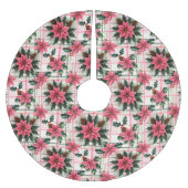 Roze Retro Kerst Bloemen Plaid Vrolijk Kerstfeest Kerstboom Rok (Voorkant)