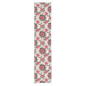 Roze Retro Kerst Bloemen Plaid Vrolijk Kerstfeest Korte Tafelloper (Voorkant)