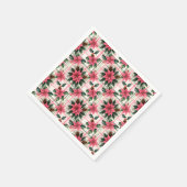 Roze Retro Kerst Bloemen Plaid Vrolijk Kerstfeest Servet (Hoek)