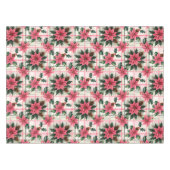 Roze Retro Kerst Bloemen Plaid Vrolijk Kerstfeest Tafelkleed (Voorkant (Horizontaal))