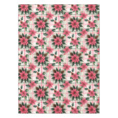 Roze Retro Kerst Bloemen Plaid Vrolijk Kerstfeest Tafelkleed (Voorkant)
