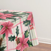 Roze Retro Kerst Bloemen Plaid Vrolijk Kerstfeest Tafelkleed (Voorbeeld)