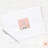 Roze Retro Kerstbaking Goodie Trein Square  Vierkante Sticker (Envelop)