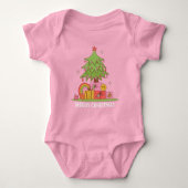 Roze Retro Kerstboom Baby Meisje  Romper (Voorkant)