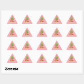Roze Retro Kerstboom Sticker (Vel)