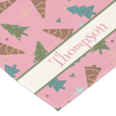 Roze Retro Kerstboom Tafelloper (Hoek)