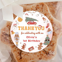 Roze Retro Kerstfeest Sticker