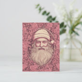 Roze Retro Kerstman Briefkaart (Staand voorkant)