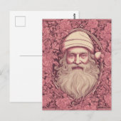 Roze Retro Kerstman Briefkaart (Voorkant / Achterkant)