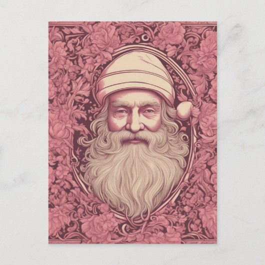 Roze Retro Kerstman Briefkaart (Voorkant)
