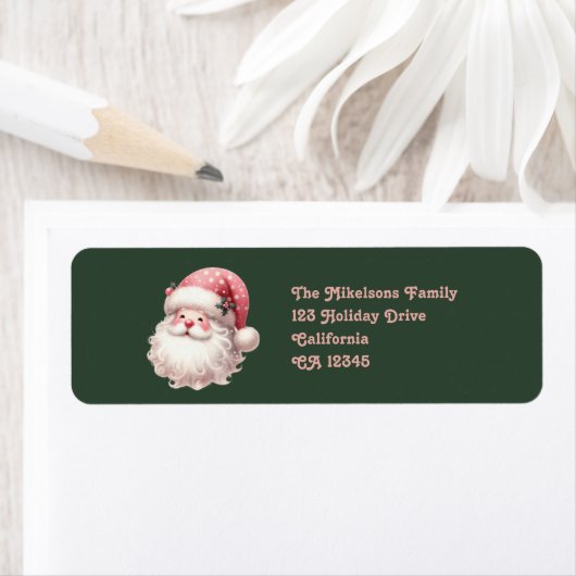 Roze Retro Kerstman Etiket (Insitu)