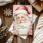 Roze Retro  Kerstman Feestdagenkaart<br><div class="desc">De Roze Retro Santa Claus Holiday Kaart is een heerlijke, nostalgische manier om vakantielust te sturen, met een speelse weergave van de Kerstman in een charmante mid-eeuwse stijl. Deze kaart combineert de grilligheid van retro design met een moderne roze twist, waardoor het een leuke en feestelijke keuze is voor het...</div>