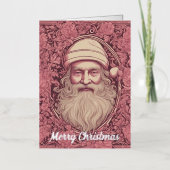 Roze Retro Kerstman Folie Wenskaart (Voorkant)