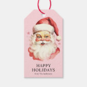 Roze Retro Kerstman Kerst Cadeaulabel (Voorkant)