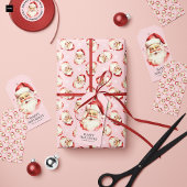 Roze Retro Kerstman Kerst Cadeaulabel