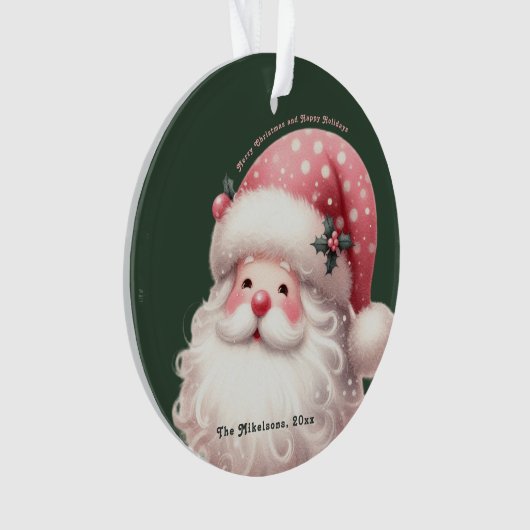 Roze Retro Kerstman Ornament (voorkant)