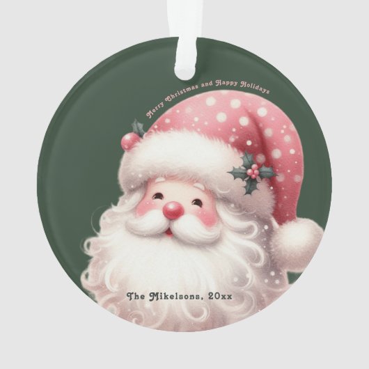 Roze Retro Kerstman Ornament (achterkant)