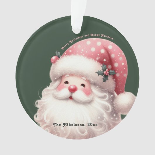Roze Retro Kerstman Ornament (voorkant)