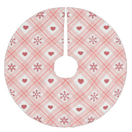 Roze Retro Kerstmis Sneeuwvlok en Harten Kerstboom Rok