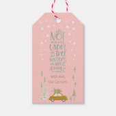 Roze Retro KerstWoodland Personaliseer Gift Label Cadeaulabel (Voorkant)