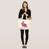 Roze Retro konijntje en bloemen Grote Tote Bag (Voorkant (model))
