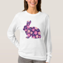 Roze Retro konijntje en bloemen