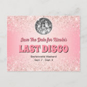 Roze Retro laatste Disco Bachelorette sla de datum Briefkaart (Voorkant)
