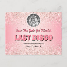 Roze Retro Laatste Disco Meidenavond Save The Date