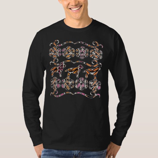 Roze Retro Labrador Ugly KerstSweater T-shirt (Voorkant)