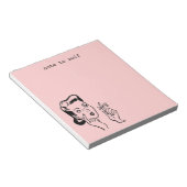 Roze Retro Lady Note voor Self Memo Pad Notitieblok (Schuin)