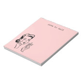 Roze Retro Lady Note voor Self Memo Pad Notitieblok (Linkerzijde)
