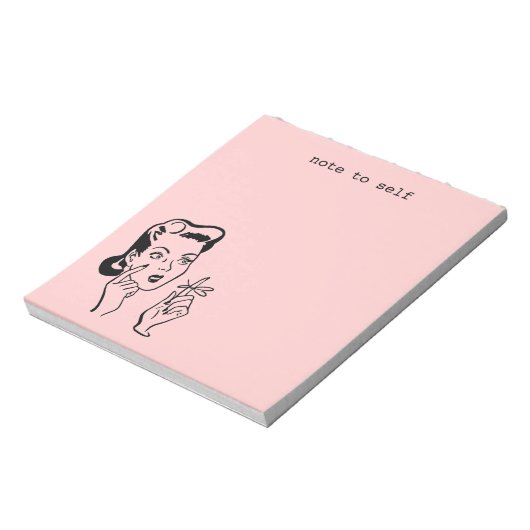 Roze Retro Lady Note voor Self Memo Pad Notitieblok (Linkerzijde)