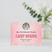 Roze Retro Last Disco Bachelorette Save The Date Briefkaart (Staand voorkant)