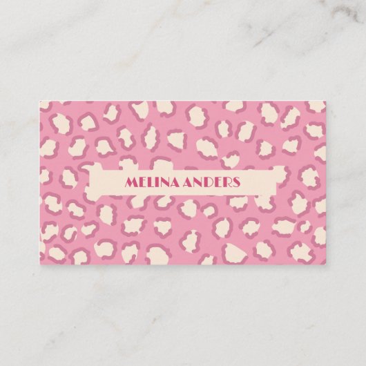 Roze retro Leopard Print Visitekaartje (Achterkant)