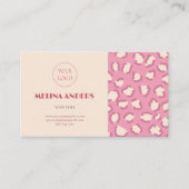 Roze retro Leopard Print Visitekaartje (Voorkant)