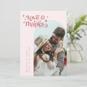 Roze Retro Love and Bedankt White Arch Wedding (Staand voorkant)