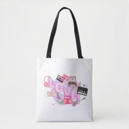 Roze Retro LOVE Boodschappentas – 90s Hits & Vroeg Tote Bag